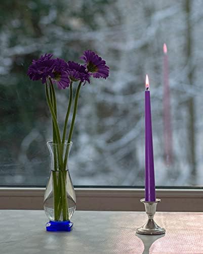 Hyoola Tall Taper Candles - 12 Inch Purple Unscented Dripless Taper Candles - 10 Hour Burn Time - 12 Pack - Image 6