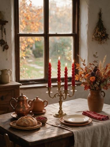 MAITREYA Wine Red Spiral Taper Candle Stick Christmas Twisted Candles Set of 4 for Decoration Weddings Party Church-Unscented Dripless Candles 7.5inch(A-WineRed) - Image 6