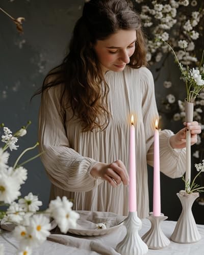 10 Inch Pink Taper Candles-Dripless Unscented Spring Tapered Candle Smokeless Candlestick Long Slow Burning 8 Hours Tall Sticks for Christmas Wedding Dinner Parties 12 Pack - Image 5