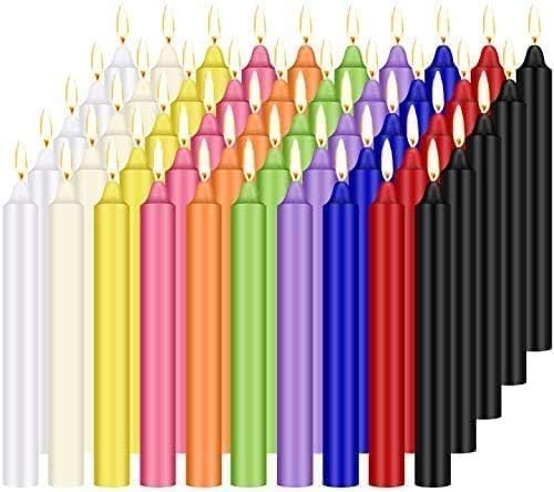 100 Pack Multicolor Taper Candles 4 Inch – Mini Dripless Unscented Low Smoke Dinner Candles, Assorted 10 Colors Bulk Party Supplies for Birthday, Wedding, Holiday Table Decor & DIY Crafts by ECLHTLNY