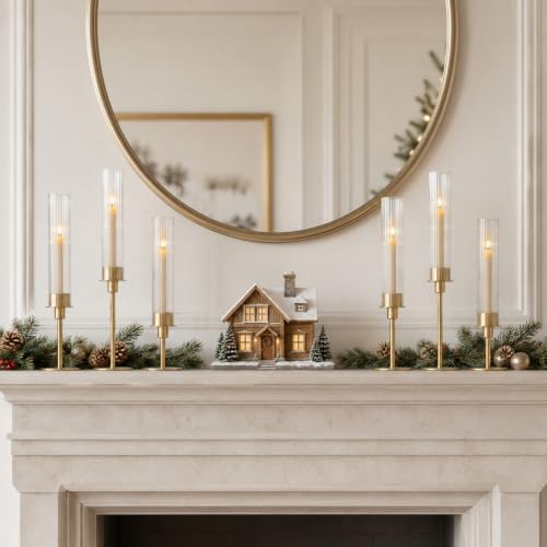 Sziqiqi Gold Hurricane Candle Holders: Gold Candlestick Holders Set of 3 - Image 4