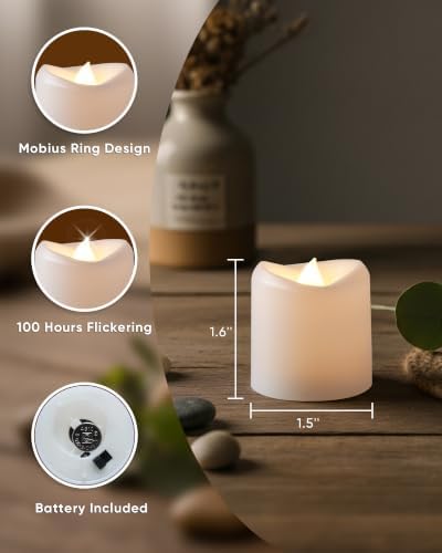 5plots 24Pack White Flameless Votive Candles, Fake Electric Candles - Image 2