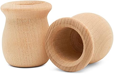 Bean Pot Candle Cups, 1-5/8 Inch, 29/32 Inch Hole, Pack of 25 Unfinished Wood Candle Holders, Wood Turnings for Crafts, by Woodpeckers by Woodpeckers