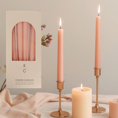 Tapered Dinner Candles, Pack of 6 – Soy & Paraffin Wax Blend, 10-Inch Dripless Taper Candles with 7-Hr. Clean Burn – Smokeless Unscented Tapers for Weddings, Dinner Tables & Home Decor – Peaches - Image 3