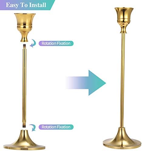 Set of 6 Gold Taper Candle Holders Decorative Candlestick Holder for Home Decor, Wedding, Dinning, Party, Anniversary - Image 5