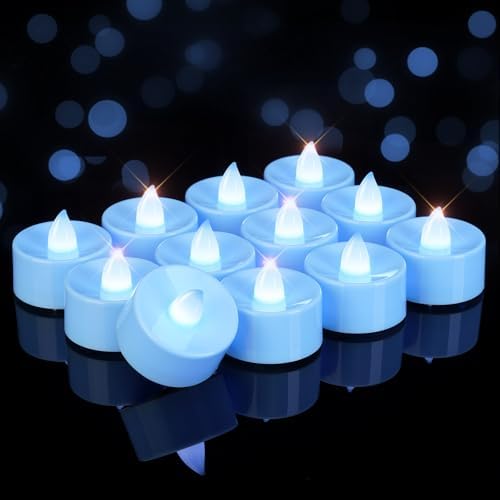 Homemory 50-Pack Light Blue Flameless Battery Tealight Candles, 200+ Hours by Homemory