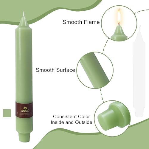 Green Taper Candles 9 inch - 4 Pack Fat Candle Taper Candles Dripless, Smokeless, Unscented Tall Candlesticks - Perfect for Home Decor, Weddings, and Special Occasions - Image 3
