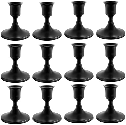 zeochyni 12 Pcs Black Taper Candle Holders Bulk for Wedding, Party Decor by zeochyni