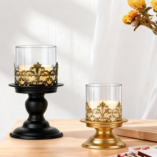 Gothic Hurricane Candle Holders for Pillar Candles, 2PCS, S+S, Gold - Image 6