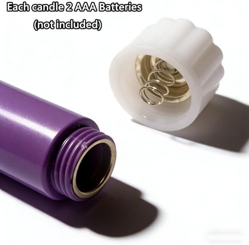 Purple Flameless Taper Candles LED Candlesticks with Remote Set of 4 - Image 2