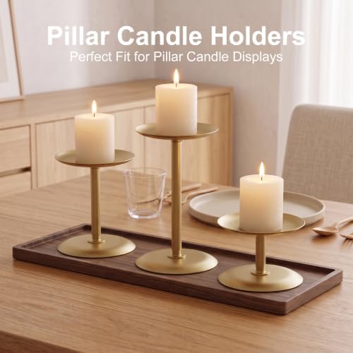 Homemory Fall Halloween Table Decor, Gold Metal Candle Holders Set of 3 - Image 2