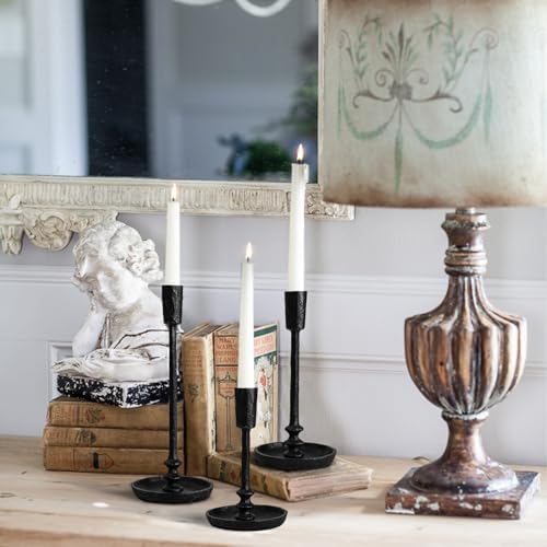 Rustic Cast Iron Taper Candle Holder - Set of 3 Vintage Candle Stands - Image 4