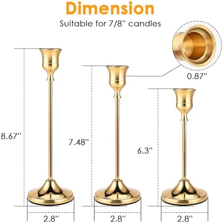 Cieex Gold Candle Holders 4 Sets - 12 Pack Candlesticks Holder in 3 Heights - Image 2