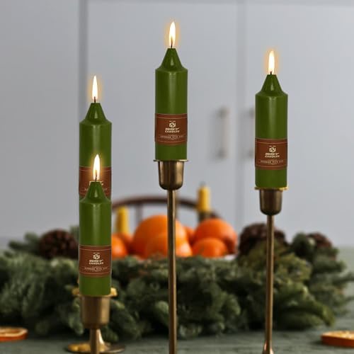5 inch Short Candle Olive Green Unscented Candles 4 Pack Tapered Candle Ideal as Dinner Candles Smokeless Long Burning Candlesticks for Weddings Dinner Party Home Decor - Image 2