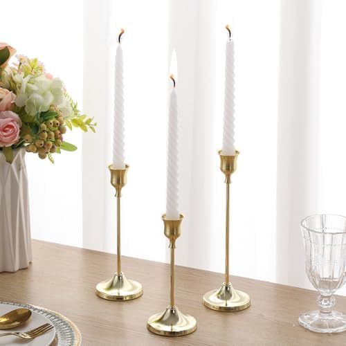 Candlestick Holders 6PCS, Metal Taper Candle Holder, Gold Candle Holders for Pillar Candles, Candle Holder for Wedding Fireplace Mantel Housewarming Gift - Image 5