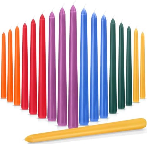 Nuanchu 60 Pcs Rainbow Taper Candles, 10 Inch Tapered Smokeless by Nuanchu