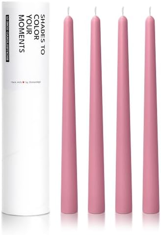 4PK 10" Classic Taper Candles, Dusty Rose Pink, 7-8 Hours Long Burning, Unscented Tall Candlesticks by Unknown