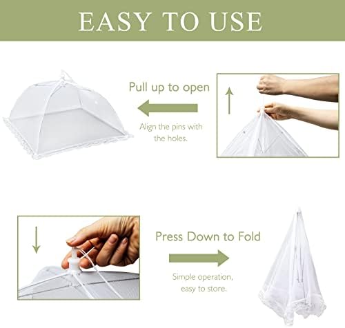 7Pack Various Size (40x24*1,17x17*2,14x14*2,12x12*2) Pop-up Food Tents Food Covers for Outside Mesh to Keep Bugs away,Reusable Collapsible Food Nets for Picnic Party BBQ Wedding Fruit - Image 3