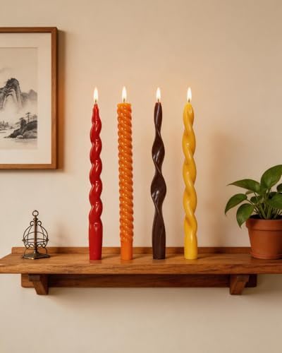 10 Inch Spiral Taper Candles Fall Tapered Candle Smokeless Unscented Candlestick Long Slow Burning 8 Hours Tall Sticks for Christmas Wedding Dinner Parties-4Pack - Image 4