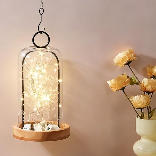 12" High Versatile Vintage Brass Metal Candle Holder with Handmade Sturdy Glass Dome and Natural Wooden Base for Pillar Candle & Plants, Industrial, Farmhouse, Shabby Chic, Display Cloche Bell Jars - Image 5