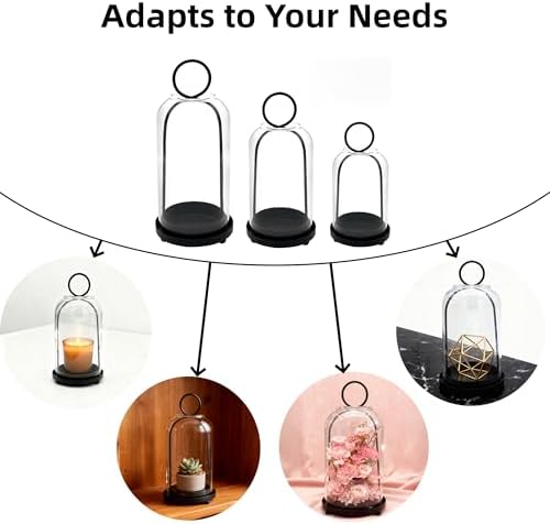 3 Pack Metal Candle Holders with Glass Dome, Black Candlestick Holders Set - Image 7