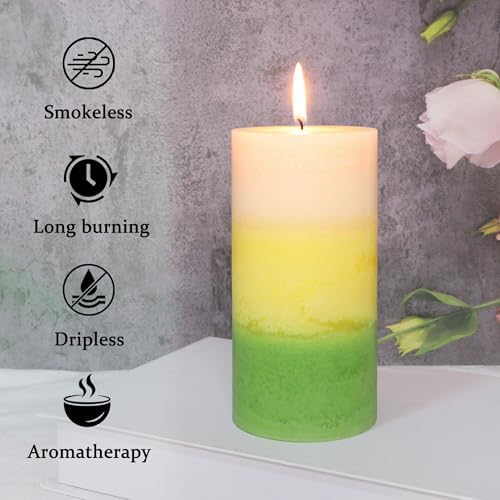 Pillar Candles, Freesia Scented Candles 70+Hour Long Lasting Burn Time, 3 X 6 Inches Candles for Wedding Home Décor, Set of 3 - Image 3