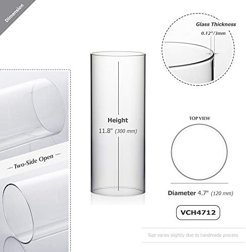WGVI Hurricane Candle Holder Sleeve, Wide 4.7", Height 12", 2 Pieces, Clear Glass Cylinder Open Both Ends, Chimney Shade Tube (HST4712_2pc) - Image 2