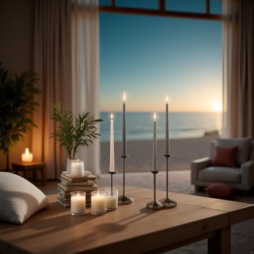 10 Inch Gradient Brown Taper Candles Hand Poured Smokeless Chocolate Coffee Scented Long Tapered Candles for Morning Coffee Ritual Breakfast Table Kitchen Island Café Atmosphere - Image 5