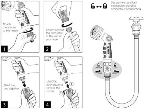 Eden Metal 6-Pattern Hose Nozzle: Thumb Operated, Heavy-Duty Aluminum Core - Image 7