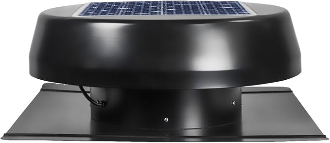 Maxx Air Solar Attic Fan with 12'' Nylon-Fiber-Aluminum Blades, Solar Powered Attic Exhaust Fan, Adjustable 25W/22V Solar Panel, IP68 DC Motor, Built-in Thermostat, Aluminum Mesh Guard