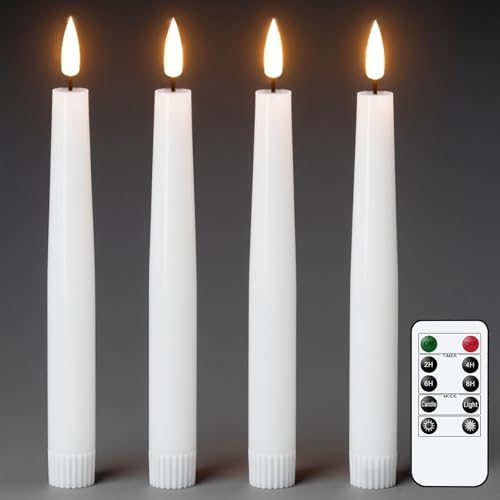 Flameless Taper LED Candles Battery Operated with Remote Timer, White by KunSwennLife
