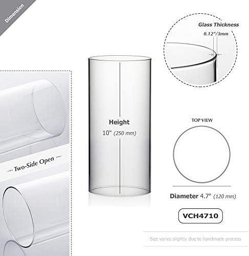 WGVI Hurricane Candle Holder Sleeve, Wide 4.7", Height 10", 2 Pieces, Clear Glass Cylinder Open Both Ends, Chimney Shade Tube (HST4710_2pc) - Image 2