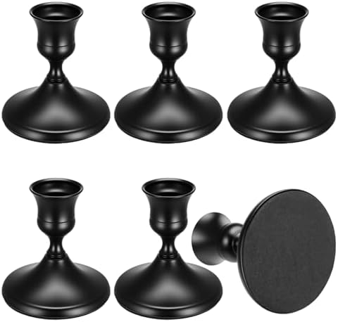 6PCS Brass Black Taper Candle Holders, Vintage Metal Candlestick Holders by Ovveroche
