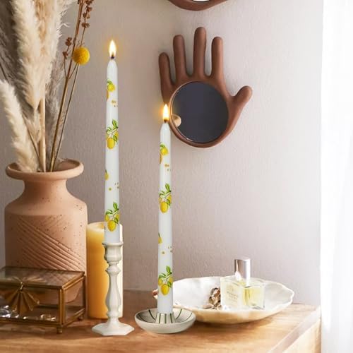 10 Inch White Lemon Taper Candles - 2PCS Unscented Long Candle Sticks with Lemon Print Perfect for Holiday Celebration Family Gatherings Weddings and Restaurants - Image 5