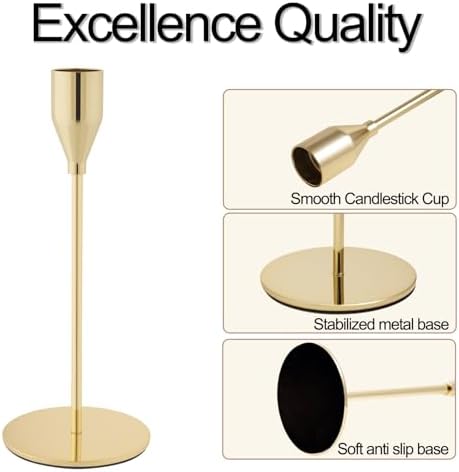 Gold Candlestick Holders, Metal Taper Candle Holders, Bulk Set of 27 - Image 3