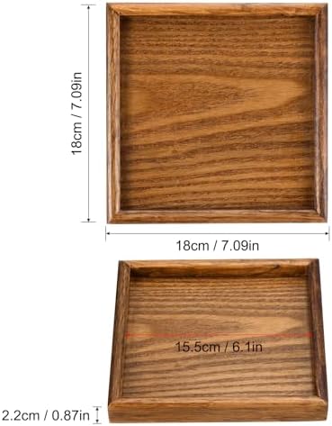 PATIKIL Wood Serving Tray 7 Inch, Square Decorative Platter for Home Decor Kitchen Table Candle Holder, Brown - Image 2