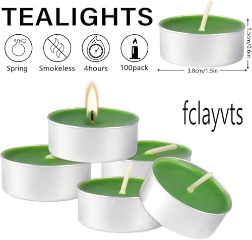 100 Pack Scented Tealight Candles 4 Hours, Spring Aromatherapy Candles for Votive Home, Wedding Holiday and Emergency (Dark Green) - Image 2