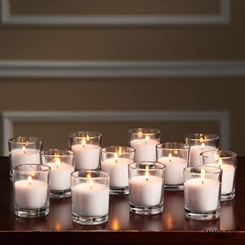 Hosley's Set of 24 Ivory Unscented Glass Filled Votive Candles, Hand Poured Wax Candle Ideal Gifts for Aromatherapy Spa Weddings Birthdays Holidays Party - Image 5