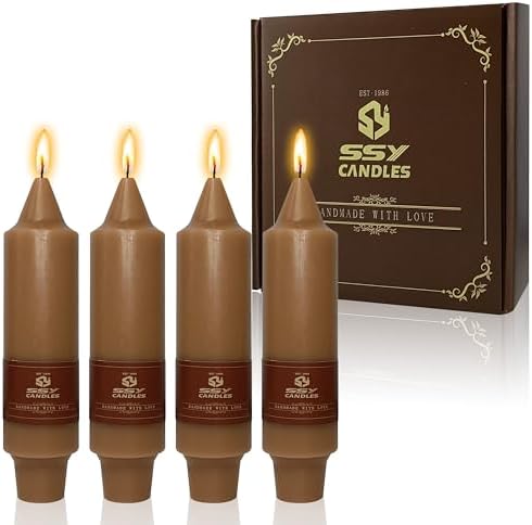 4 PCS Short Taper Candles Brown Candle Tapers Candle Sticks 5 inch for Dinner Household Wedding Party Home Décor Candles by XINAOBAOLUO