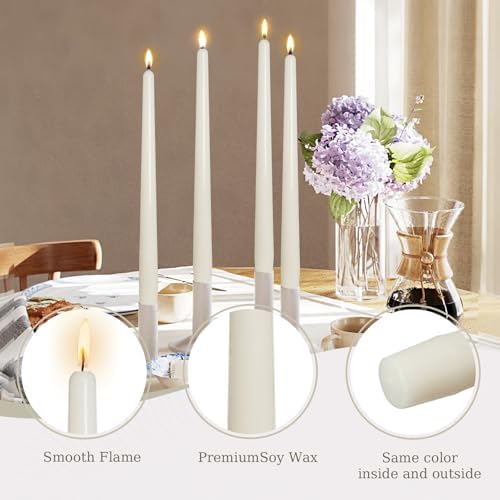 Candlesticks Long Taper Candle,Unscented 10 Inches Cream White Candle Sticks Smokeless Tapered Candles for Home Décor Holiday Gifts - Image 6