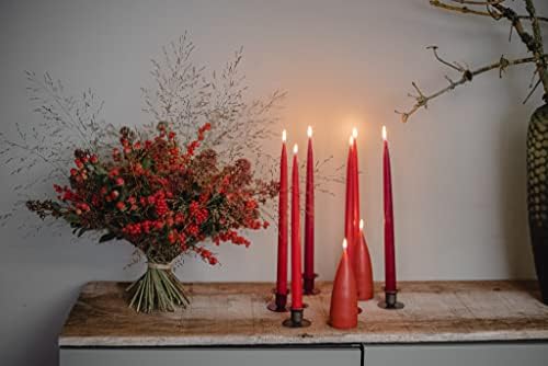 Kunstindustrien® Taper Candles, Set of 4, 13.8" – Made in Denmark, Long Burning Candles 15h, Unscented & Smokeless Candlesticks – Elegant Tall Candles for Weddings Dinners & Home Decor (Christmas Red) - Image 4