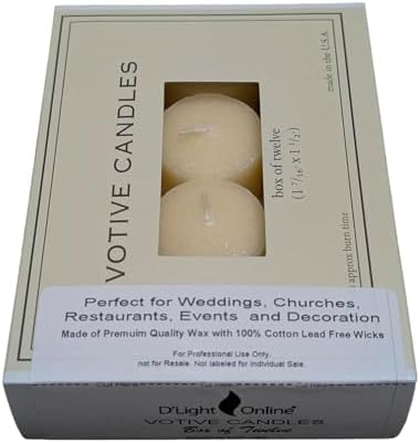 D'light Online Elegant Creamy Ivory Unscented Votive Candles - for Birthdays, Baby Shower, Home Decoration and Weddings (Ivory, 10 Hour - Set of 12) - Image 4