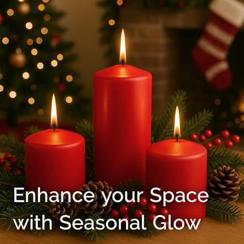 Stonebriar Unscented Pillar Candles – 35 Hour Burn Time, Long-Lasting Wax Candles for Weddings, Holidays, Home Décor & Special Events, Pack of 6, Red, 3" x 4" - Image 5