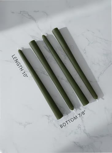 6 PK 10" Classic Taper Candles, Dark Moss Green, 7-8 Hours Long Burning, Unscented Tall Candlesticks - Image 2