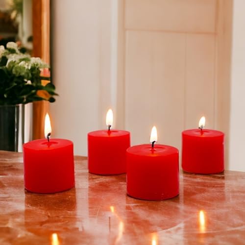 Hosley Set of 30 Unscented Pressed Red Votive Candles – Bulk Pack, Clean-Burning, Long-Lasting 10-12 Hour Burn Time – Ideal for Weddings, Home Décor, Spa, and Events - Image 3
