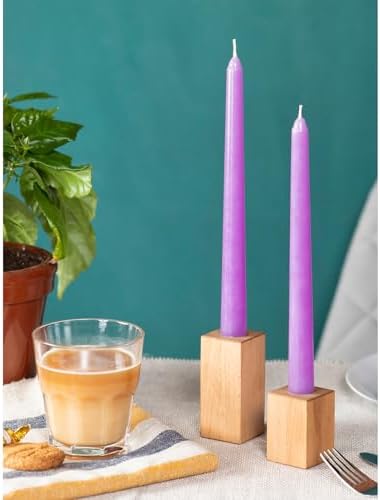 CANDWAX 8 inch Taper Lilac Candles Set of 12 - Unscented Smokeless Dripless Tall Candlesticks - Perfect for Special Occasions, Ordinary Dinners, for Mother's Day - Lavender Candle Sticks - Image 5