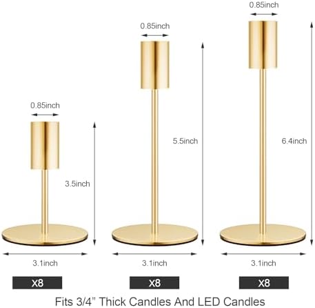 zeochyni Set of 24 French Gold Taper Candle Holder Bulks for Wedding, Party - Image 3