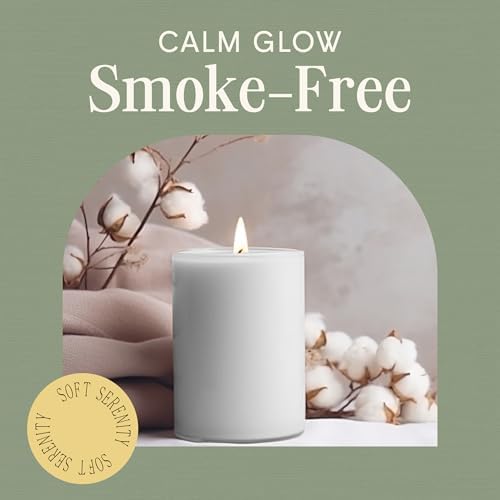 Mister Candle Dripless Unscented White Pillar Candles, Set of 3 Hand Poured Solid Color Non-Scented Candles for Home Decor, Premium Wax, 60 Hr Burn Time - 3x4 Inch, White - Image 4