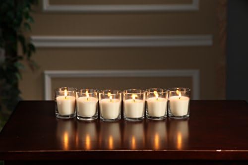 Hosley's 96 Pack of Ivory Unscented Clear Glass Filled Votive Candles - Image 6