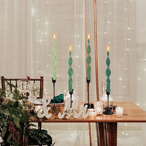 Unscented Spiral Taper Candles Candlesticks Gradient Green Odorless Twisted Candles 10 Inch Long Candles for Home Wedding Decor - Image 4